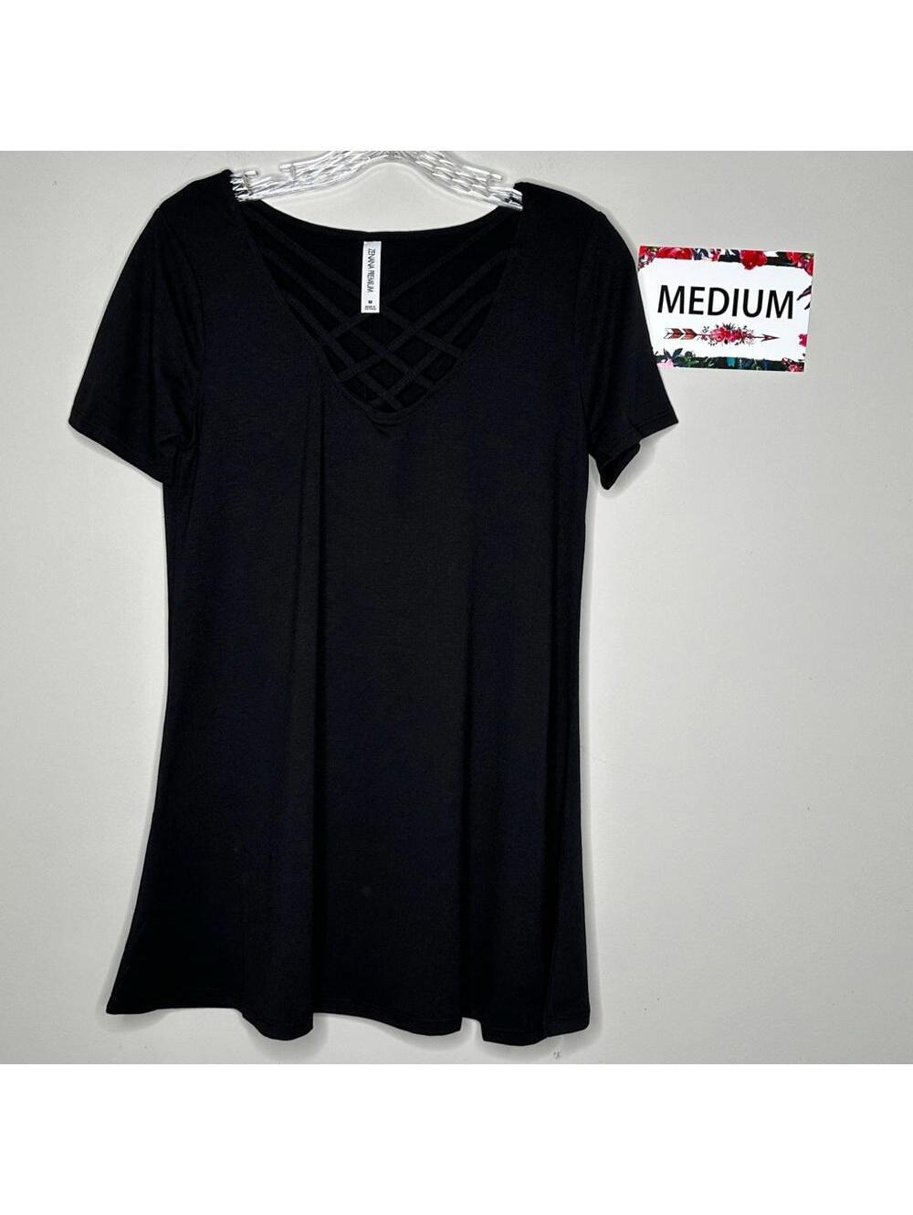 Zenana Premium M triple lattice tee BLACK, Medium